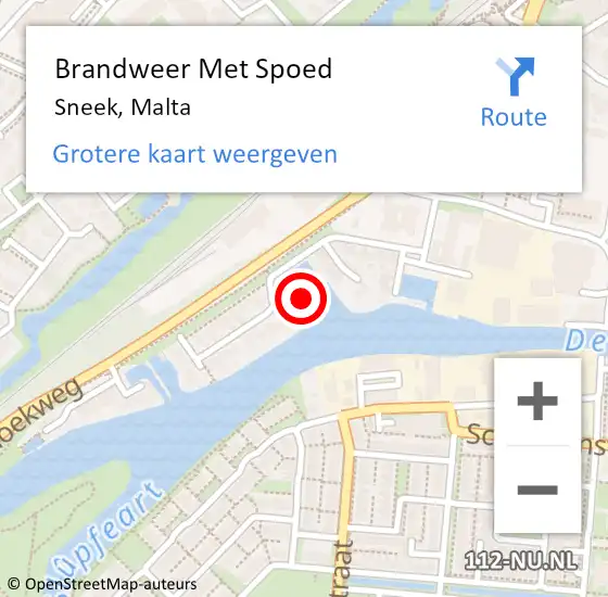 Locatie op kaart van de 112 melding: Brandweer Met Spoed Naar Sneek, Malta op 2 mei 2019 12:09