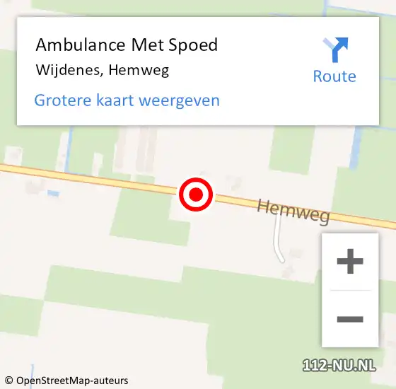 Locatie op kaart van de 112 melding: Ambulance Met Spoed Naar Wijdenes, Hemweg op 2 mei 2019 13:03