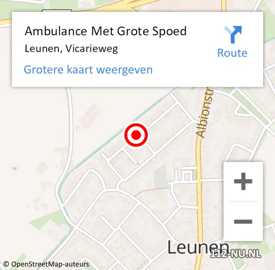 Locatie op kaart van de 112 melding: Ambulance Met Grote Spoed Naar Leunen, Vicarieweg op 2 mei 2019 13:40