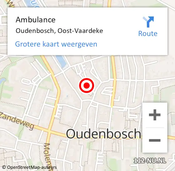 Locatie op kaart van de 112 melding: Ambulance Oudenbosch, Oost-Vaardeke op 2 mei 2019 13:42