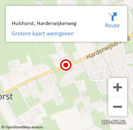 Locatie op kaart van de 112 melding:  Hulshorst, Harderwijkerweg op 2 mei 2019 13:43