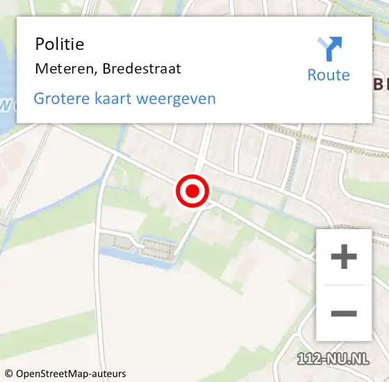 Locatie op kaart van de 112 melding: Politie Meteren, Bredestraat op 2 mei 2019 14:10