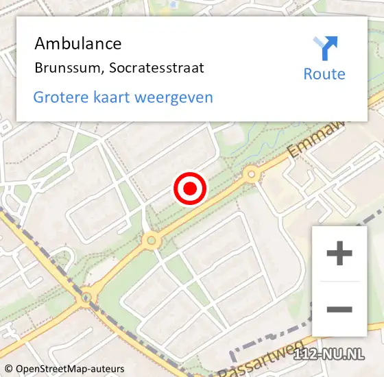 Locatie op kaart van de 112 melding: Ambulance Brunssum, Socratesstraat op 31 maart 2014 10:11