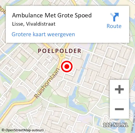 Locatie op kaart van de 112 melding: Ambulance Met Grote Spoed Naar Lisse, Vivaldistraat op 2 mei 2019 14:33