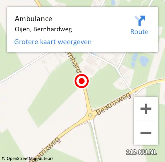 Locatie op kaart van de 112 melding: Ambulance Oijen, Bernhardweg op 2 mei 2019 15:23