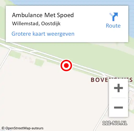 Locatie op kaart van de 112 melding: Ambulance Met Spoed Naar Willemstad, Oostdijk op 2 mei 2019 16:12