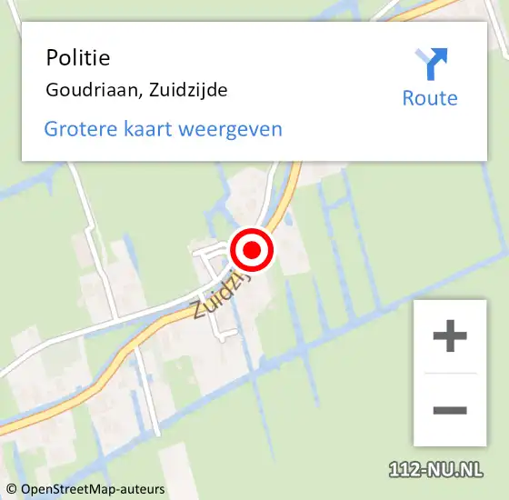 Locatie op kaart van de 112 melding: Politie Goudriaan, Zuidzijde op 2 mei 2019 16:34
