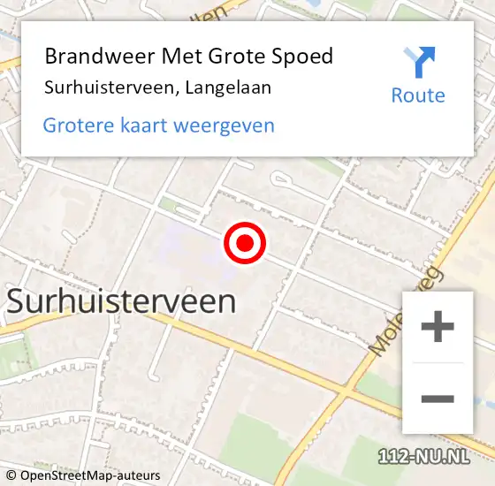 Locatie op kaart van de 112 melding: Brandweer Met Grote Spoed Naar Surhuisterveen, Langelaan op 2 mei 2019 19:45