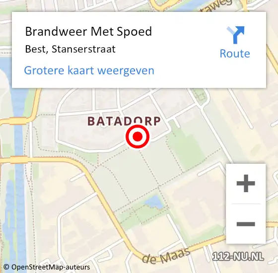 Locatie op kaart van de 112 melding: Brandweer Met Spoed Naar Best, Stanserstraat op 2 mei 2019 21:36