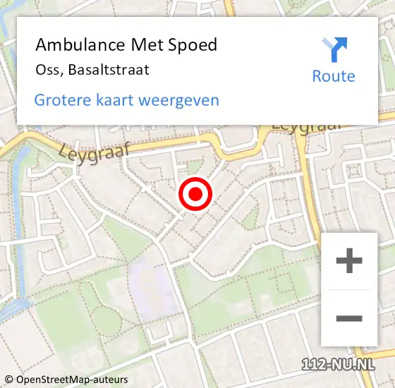 Locatie op kaart van de 112 melding: Ambulance Met Spoed Naar Oss, Basaltstraat op 2 mei 2019 22:14