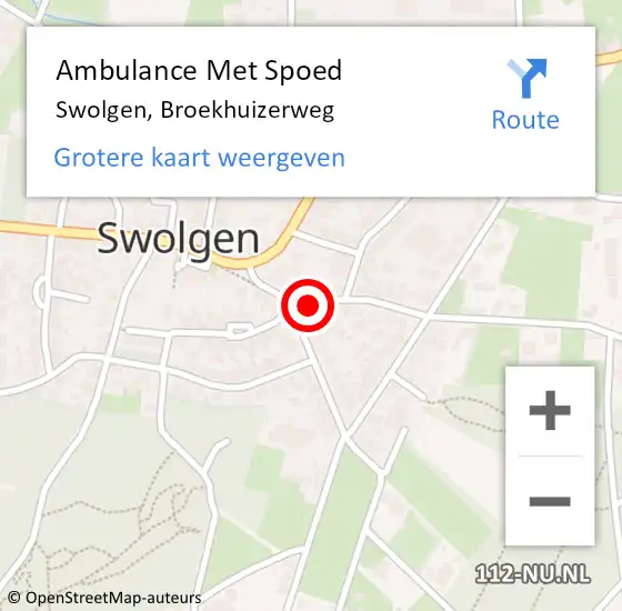 Locatie op kaart van de 112 melding: Ambulance Met Spoed Naar Swolgen, Broekhuizerweg op 31 maart 2014 10:44