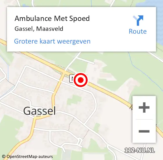 Locatie op kaart van de 112 melding: Ambulance Met Spoed Naar Gassel, Maasveld op 3 mei 2019 01:32