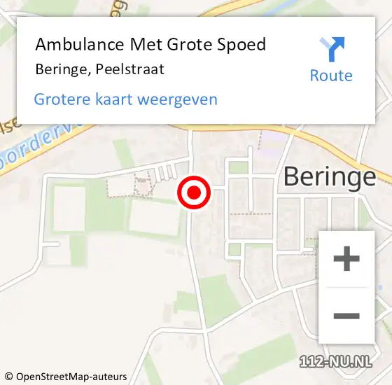 Locatie op kaart van de 112 melding: Ambulance Met Grote Spoed Naar Beringe, Peelstraat op 31 maart 2014 10:49