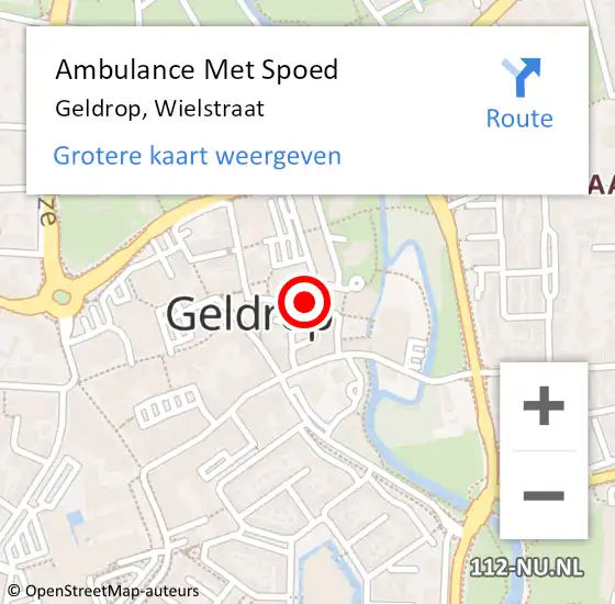 Locatie op kaart van de 112 melding: Ambulance Met Spoed Naar Geldrop, Wielstraat op 3 mei 2019 03:19