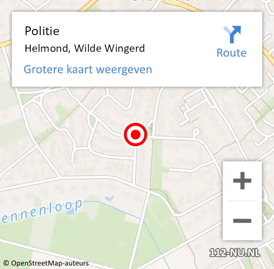 Locatie op kaart van de 112 melding: Politie Helmond, Wilde Wingerd op 3 mei 2019 05:47