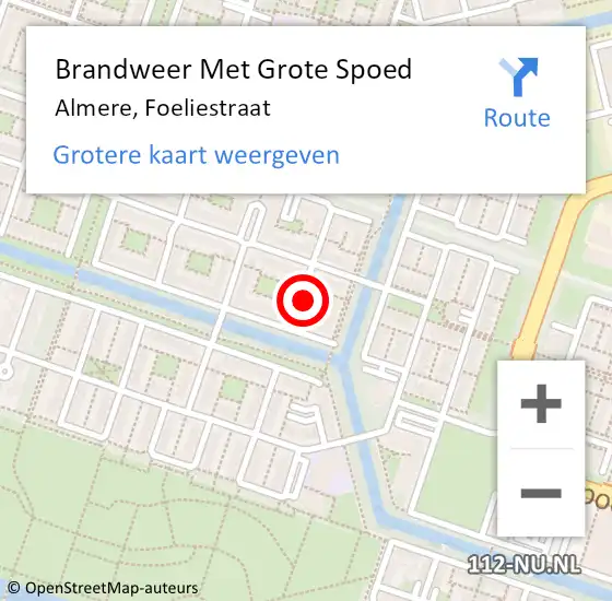Locatie op kaart van de 112 melding: Brandweer Met Grote Spoed Naar Almere, Foeliestraat op 31 maart 2014 10:56