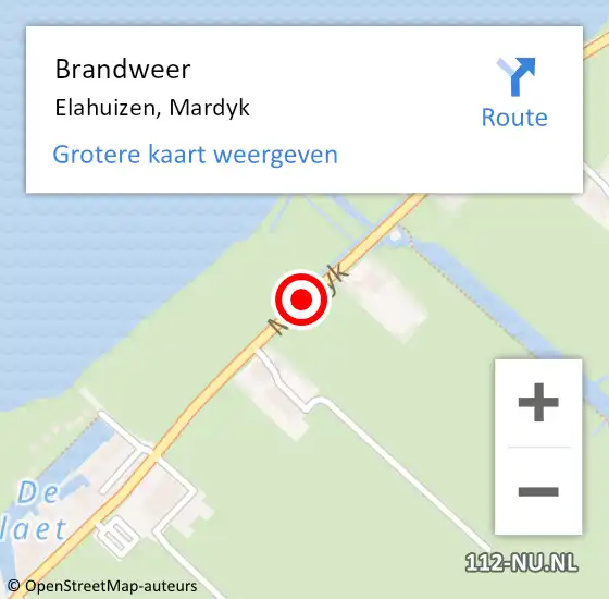 Locatie op kaart van de 112 melding: Brandweer Elahuizen, Mardyk op 3 mei 2019 07:42