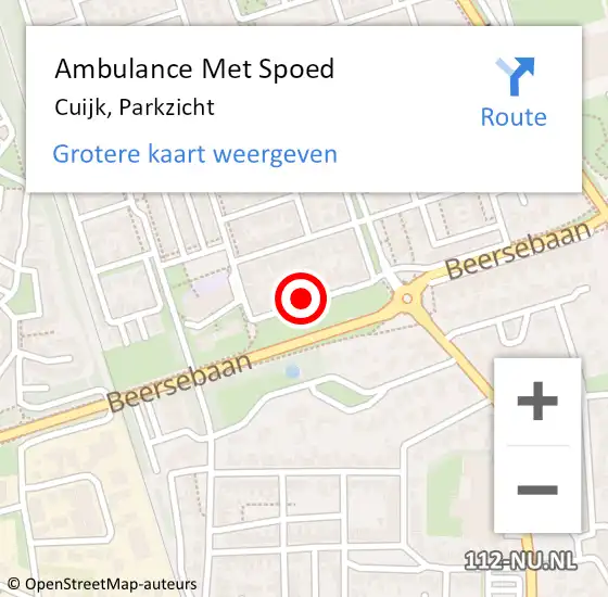 Locatie op kaart van de 112 melding: Ambulance Met Spoed Naar Cuijk, Parkzicht op 3 mei 2019 07:51