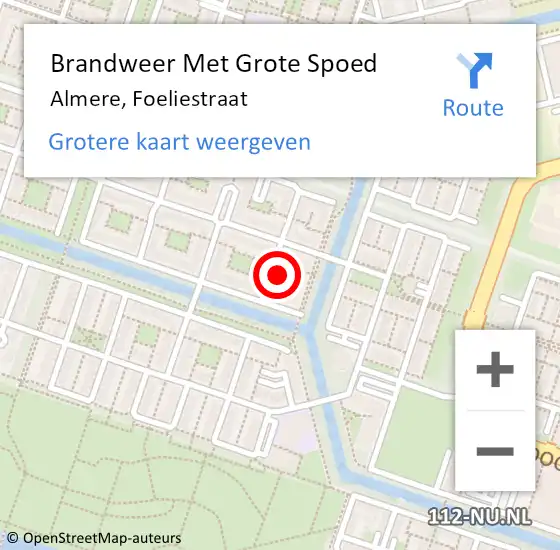 Locatie op kaart van de 112 melding: Brandweer Met Grote Spoed Naar Almere, Foeliestraat op 31 maart 2014 10:58