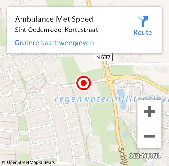 Locatie op kaart van de 112 melding: Ambulance Met Spoed Naar Sint Oedenrode, Kortestraat op 3 mei 2019 09:04