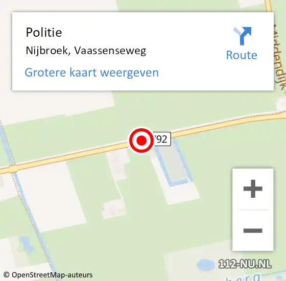 Locatie op kaart van de 112 melding: Politie Nijbroek, Vaassenseweg op 3 mei 2019 09:11