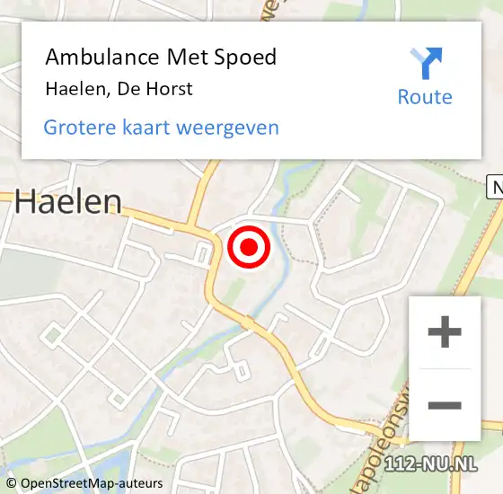 Locatie op kaart van de 112 melding: Ambulance Met Spoed Naar Haelen, De Horst op 3 mei 2019 09:21