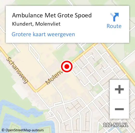 Locatie op kaart van de 112 melding: Ambulance Met Grote Spoed Naar Klundert, Molenvliet op 3 mei 2019 10:10