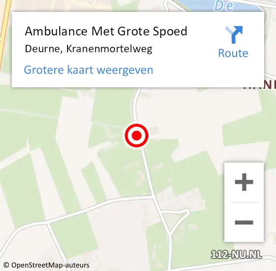 Locatie op kaart van de 112 melding: Ambulance Met Grote Spoed Naar Deurne, Kranenmortelweg op 3 mei 2019 10:13