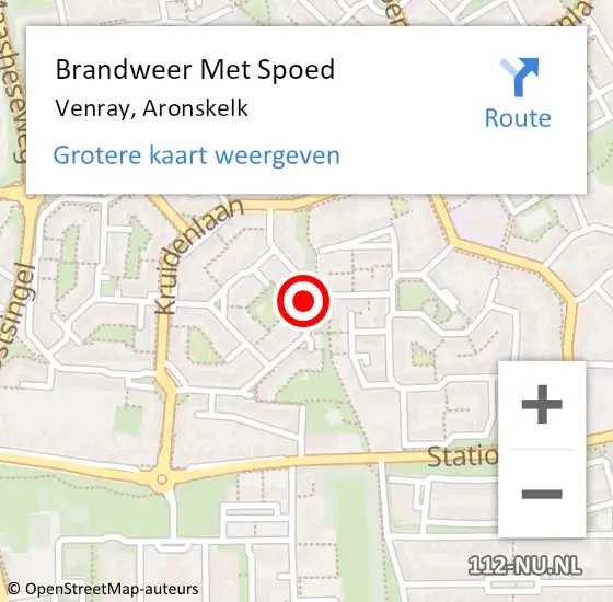 Locatie op kaart van de 112 melding: Brandweer Met Spoed Naar Venray, Aronskelk op 3 mei 2019 10:48