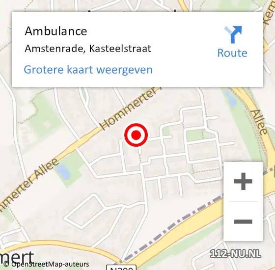 Locatie op kaart van de 112 melding: Ambulance Amstenrade, Kasteelstraat op 31 maart 2014 11:12