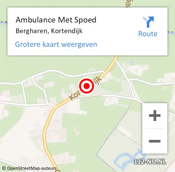 Locatie op kaart van de 112 melding: Ambulance Met Spoed Naar Bergharen, Kortendijk op 3 mei 2019 12:03