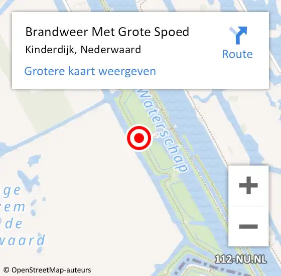 Locatie op kaart van de 112 melding: Brandweer Met Grote Spoed Naar Kinderdijk, Nederwaard op 3 mei 2019 12:54