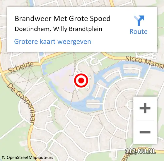 Locatie op kaart van de 112 melding: Brandweer Met Grote Spoed Naar Doetinchem, Willy Brandtplein op 3 mei 2019 13:44