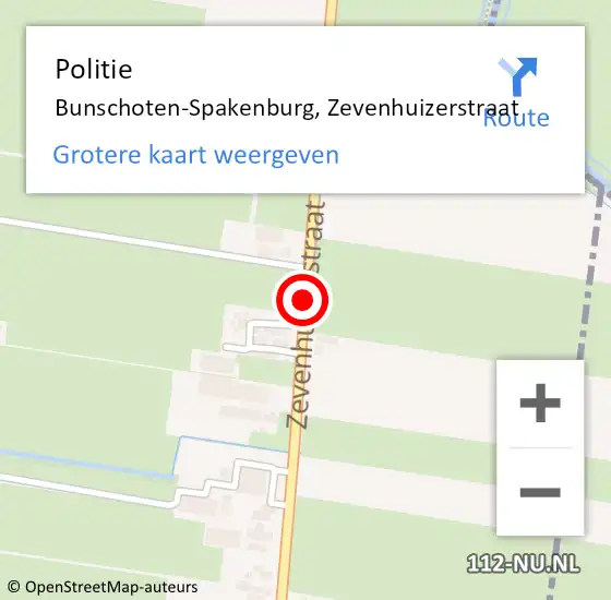 Locatie op kaart van de 112 melding: Politie Bunschoten-Spakenburg, Zevenhuizerstraat op 3 mei 2019 13:53