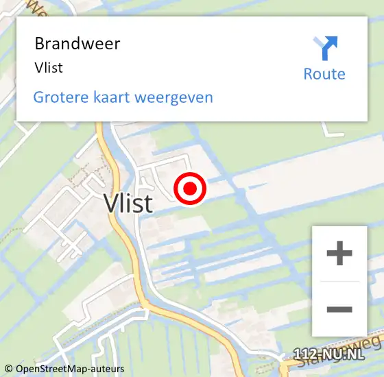 Locatie op kaart van de 112 melding: Brandweer Vlist op 3 mei 2019 14:48