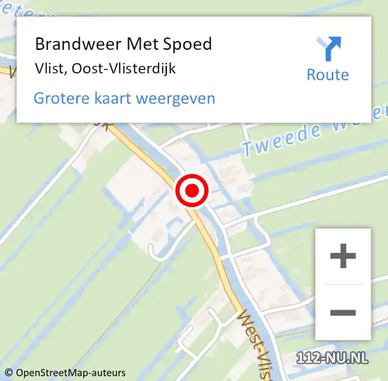 Locatie op kaart van de 112 melding: Brandweer Met Spoed Naar Vlist, Oost-Vlisterdijk op 3 mei 2019 14:55