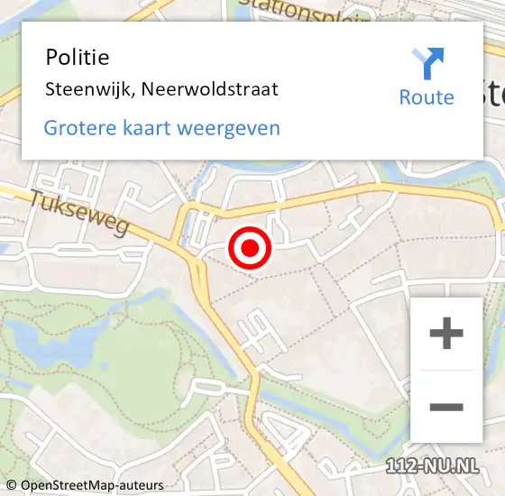 Locatie op kaart van de 112 melding: Politie Steenwijk, Neerwoldstraat op 3 mei 2019 14:55