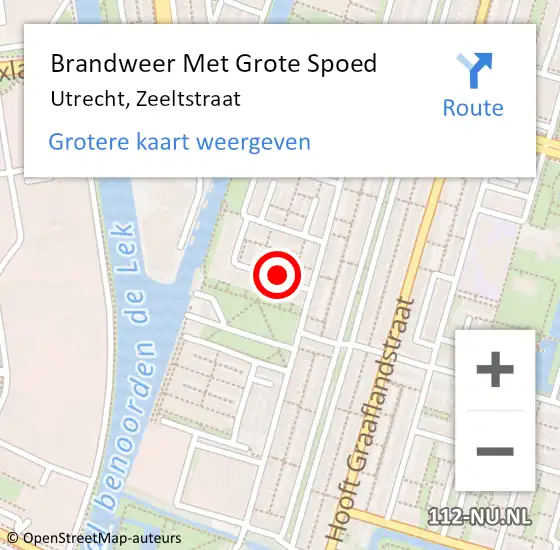 Locatie op kaart van de 112 melding: Brandweer Met Grote Spoed Naar Utrecht, Zeeltstraat op 3 mei 2019 15:51