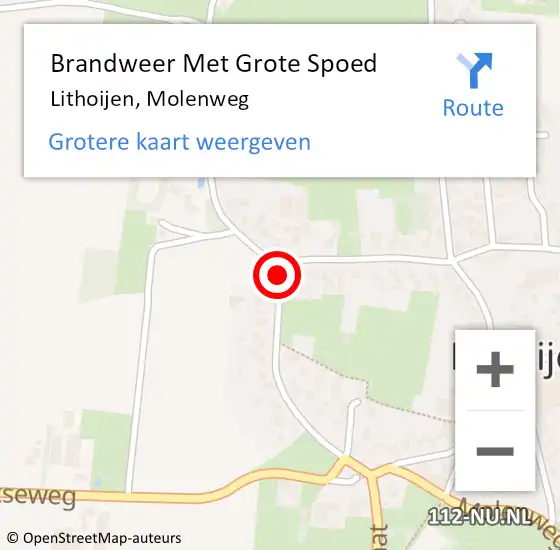 Locatie op kaart van de 112 melding: Brandweer Met Grote Spoed Naar Lithoijen, Molenweg op 3 mei 2019 16:09