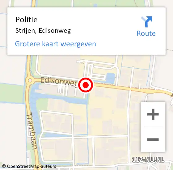 Locatie op kaart van de 112 melding: Politie Strijen, Edisonweg op 3 mei 2019 16:53