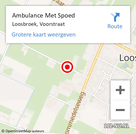 Locatie op kaart van de 112 melding: Ambulance Met Spoed Naar Loosbroek, Voorstraat op 3 mei 2019 18:23