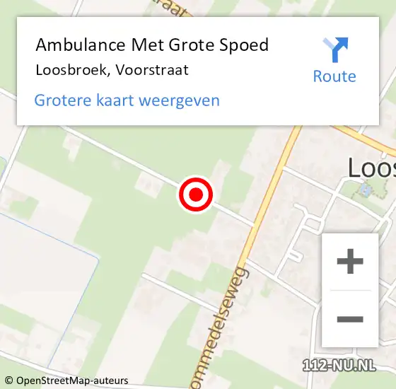 Locatie op kaart van de 112 melding: Ambulance Met Grote Spoed Naar Loosbroek, Voorstraat op 3 mei 2019 18:25