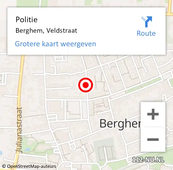 Locatie op kaart van de 112 melding: Politie Berghem, Veldstraat op 3 mei 2019 19:12