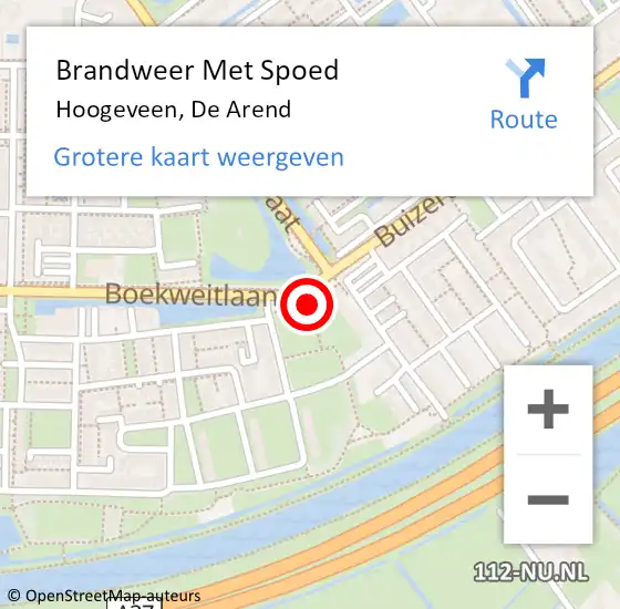 Locatie op kaart van de 112 melding: Brandweer Met Spoed Naar Hoogeveen, De Arend op 3 mei 2019 20:01