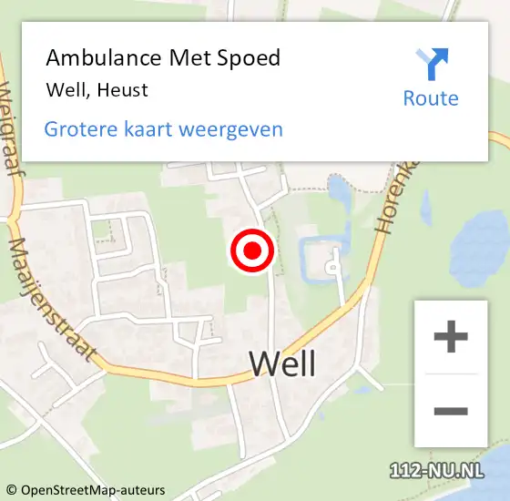 Locatie op kaart van de 112 melding: Ambulance Met Spoed Naar Well, Heust op 31 maart 2014 12:01