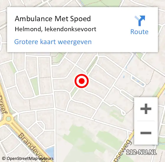 Locatie op kaart van de 112 melding: Ambulance Met Spoed Naar Helmond, Iekendonksevoort op 3 mei 2019 20:42