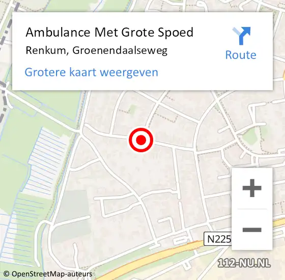 Locatie op kaart van de 112 melding: Ambulance Met Grote Spoed Naar Renkum, Groenendaalseweg op 3 mei 2019 21:01