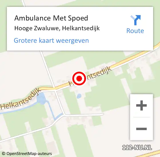 Locatie op kaart van de 112 melding: Ambulance Met Spoed Naar Hooge Zwaluwe, Helkantsedijk op 3 mei 2019 21:09