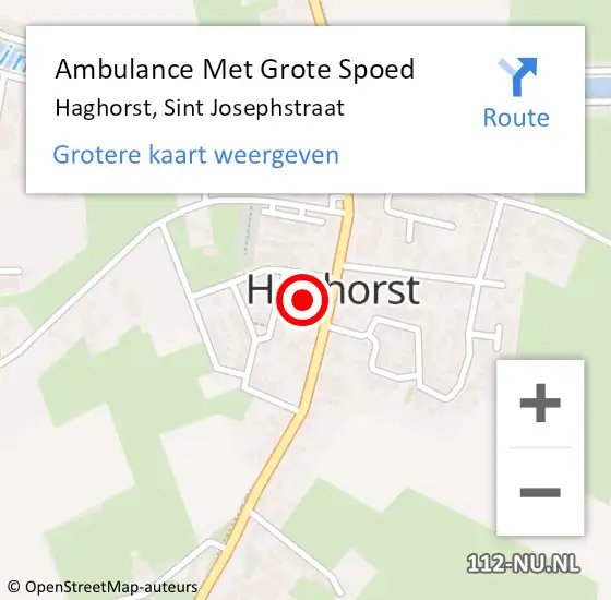 Locatie op kaart van de 112 melding: Ambulance Met Grote Spoed Naar Haghorst, Sint Josephstraat op 3 mei 2019 21:52