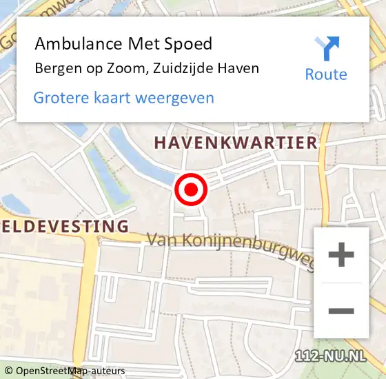 Locatie op kaart van de 112 melding: Ambulance Met Spoed Naar Bergen op Zoom, Zuidzijde Haven op 3 mei 2019 22:50